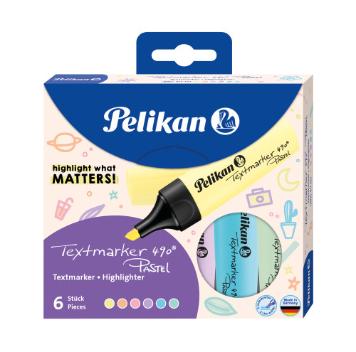 Pelikan - Zvýrazňovač 490 Pastelový 6 ks