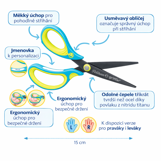 Pelikan - Nůžky Griffix pro praváky, zeleno-modré