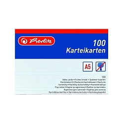 Herlitz - Karty do kartotéky A5, bílé, linka