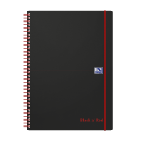Blok spirálový Oxford Black n’Red Movebook A4/70 listů čtverečkovaný, černý