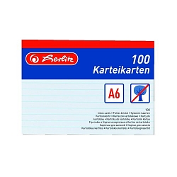 Herlitz - Karty do kartotéky A6, bílé, linka