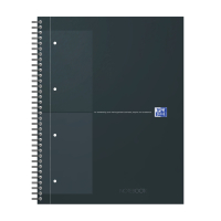 Blok spirálový Oxford International Notebook A4+/80 listů, čtverečkovaný, černý
